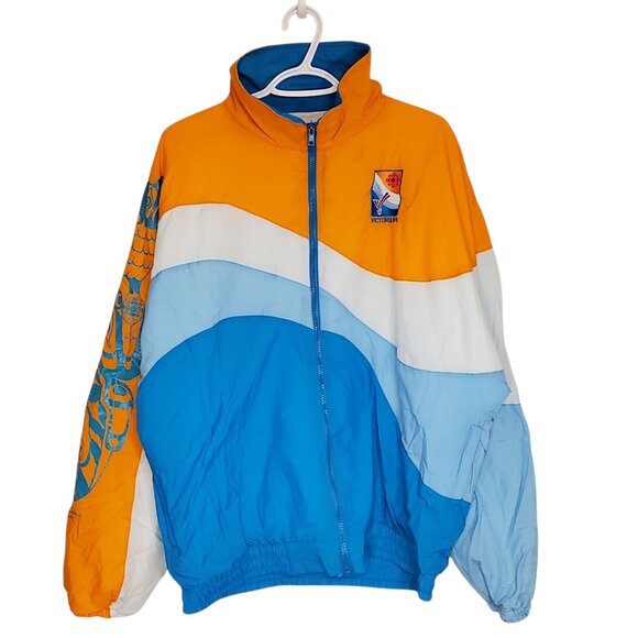 Vintage 1994 Commonwealth Games windbreaker jacket blue orange size L - Picture 1 of 4